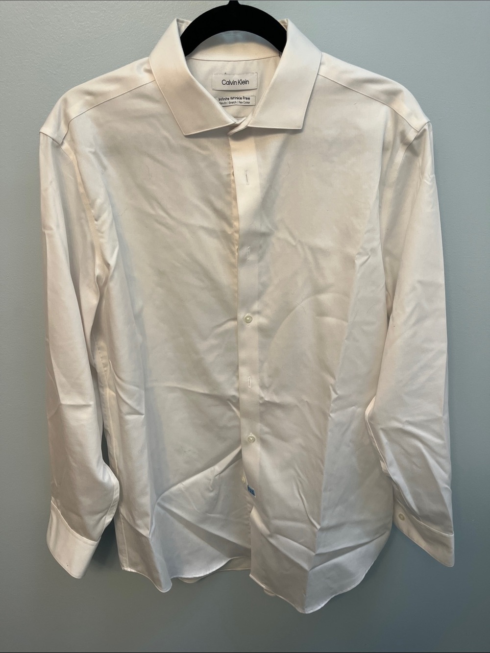 Calvin Klein White Long-Sleeve Dress Shirt - Spread Collar